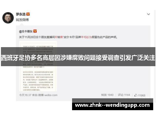 西班牙足协多名高层因涉嫌腐败问题接受调查引发广泛关注 西班牙足协多名高层因涉嫌腐败问题接受调查引发广泛关注